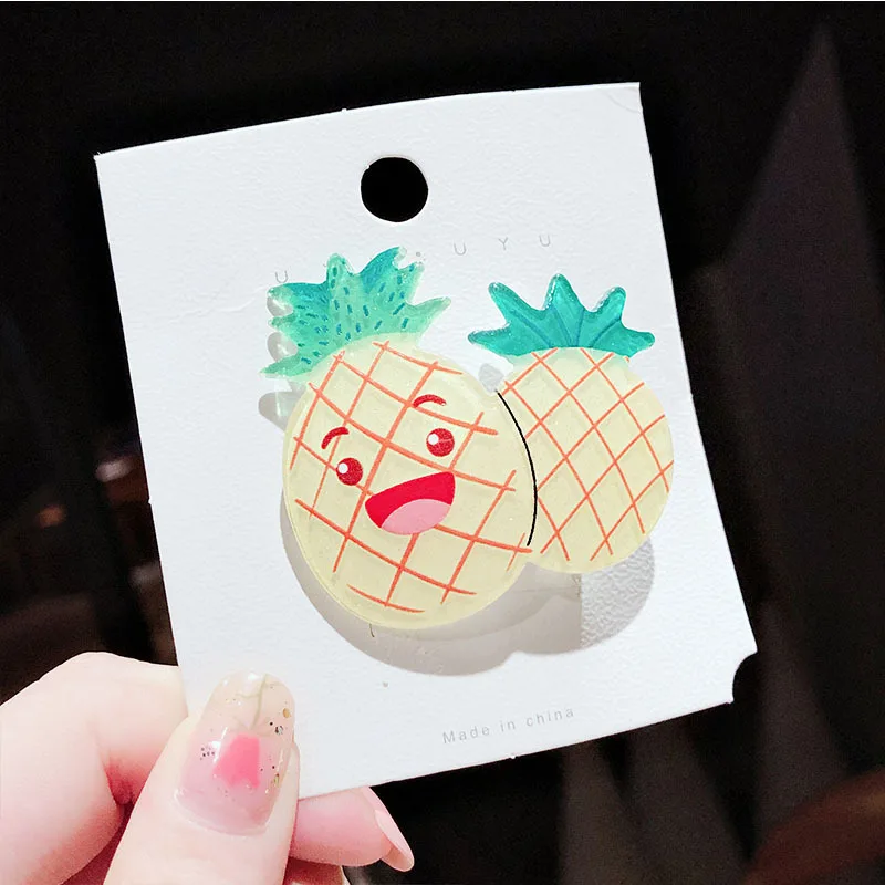 Pineapple 2 Новые летние детские заколки для волос с фруктами и овощами, модные женские головные уборы для девочек, ананас, арбуз заколки для волос, аксессуары - Цвет: Pineapple 2