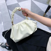cloud bag folds handle design solid color pu leather crossbody bags for women 2021 summer sweet shoulder bags handbags