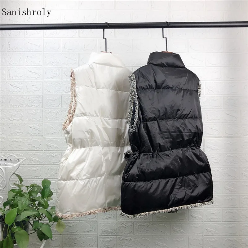 Зимние женские без рукавов с капюшоном пальто средней длины светильник 90% жилет