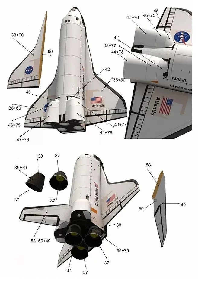 34 см высота 1: 150 космический корабль-ракета Atlantis 3D бумажная модель строительство