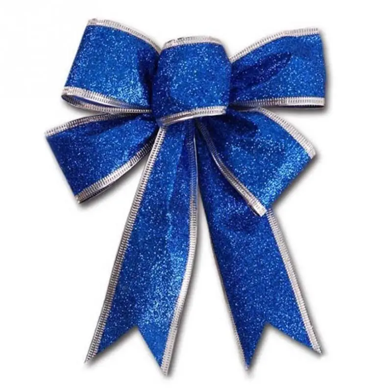 blue New Ribbon Christmas Decoration Bow pendant ornaments Santa Claus bell of Christmas tree Bows Christmas decorations trees - Цвет: blue