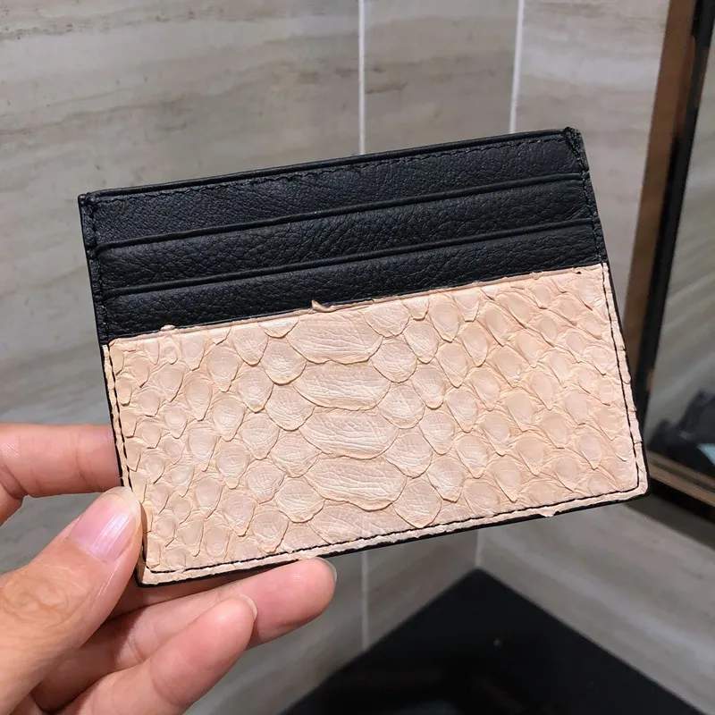 Card Holder CAJIFUCO кожа питона Porte Carte змеиная кожа кредитный держатель для карт животное кожа портмоне - Цвет: Card Holder