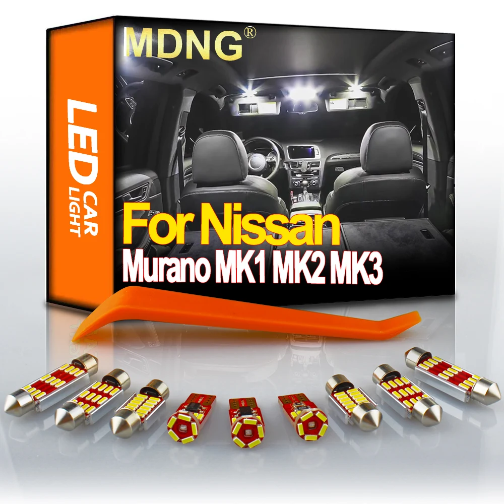 

MDNG For Nissan Murano MK1 MK2 MK3 2002-2016 2017 2018 2019 2020 Canbus White Car Bulbs Dome Map Reading Interior LED Light Kit