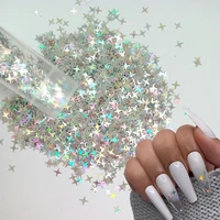 3d holographic silver nail sequins diy nail art gel polish laser glitter star pattern manicure flakes nail decorations