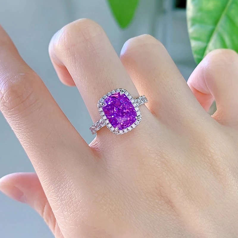 Кольцо Knobspin с бриллиантами женское обручальное серебристое фиолетовое высоким