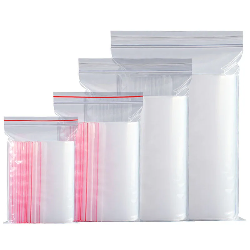 100 шт. Полиэтиленовая упаковка для пищевых продуктов пакеты на молнии прозрачная