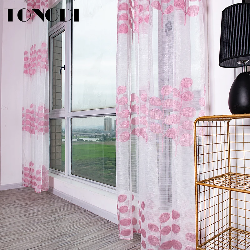 Белая Тюлевая занавеска TONGDI с принтом элегантные прозрачные украшения в виде