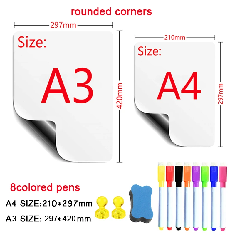 White Board for Refrigerator Magnetic Board Marker Magnetic Erasable Message Whiteboard Office Teaching Practice Writing Board