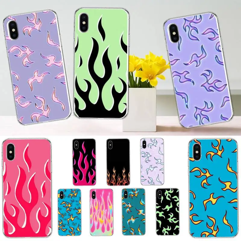 

Flame painting red pattern Phone Case Transparent soft For iphone 12 11 13 7 8 6 s plus x xs xr pro max mini
