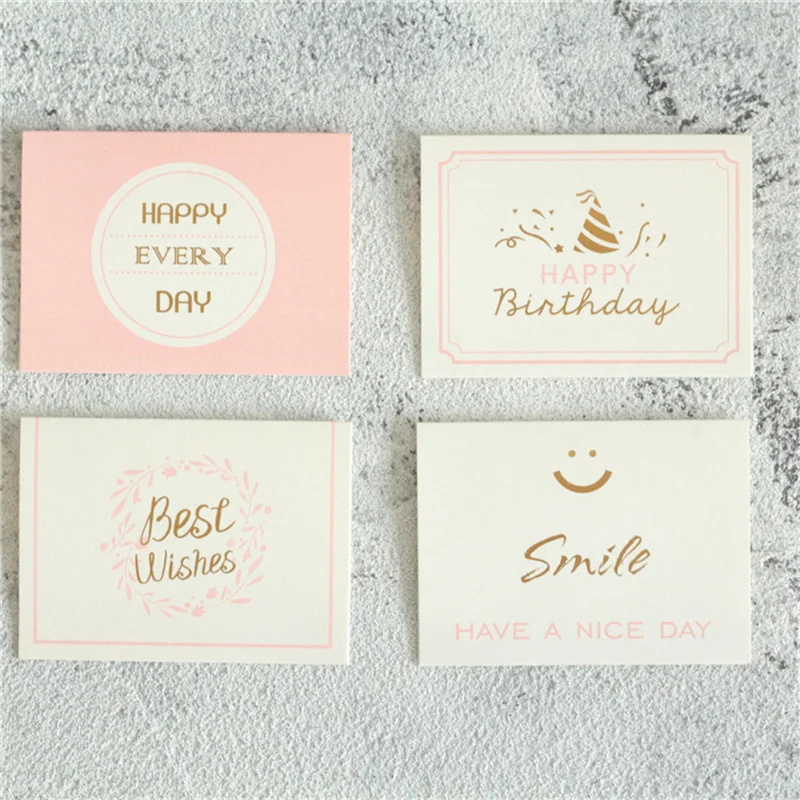 10pcs Creative Bronzing Greeting Card Wedding Valentine's Day Flower Message Blessing Card Birthday Party Decor Thank You Card