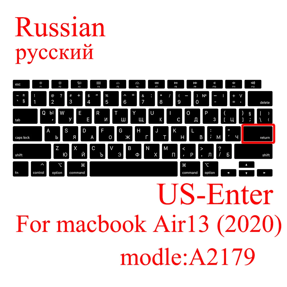 Чехол для клавиатуры Macbook Air 13 2020 Защитная пленка ноутбука дюймов A2179 силиконовый