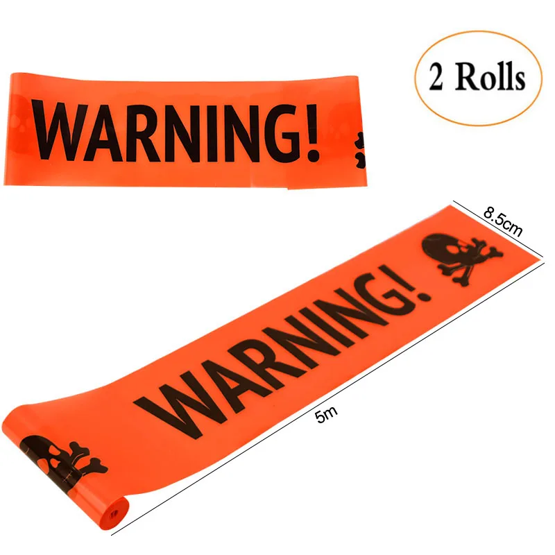 

2pcs 5m Halloween Warning Line Skull Sign For DIY Halloween Party Bar Home Decorations Door Seal Haunted House Layout Props