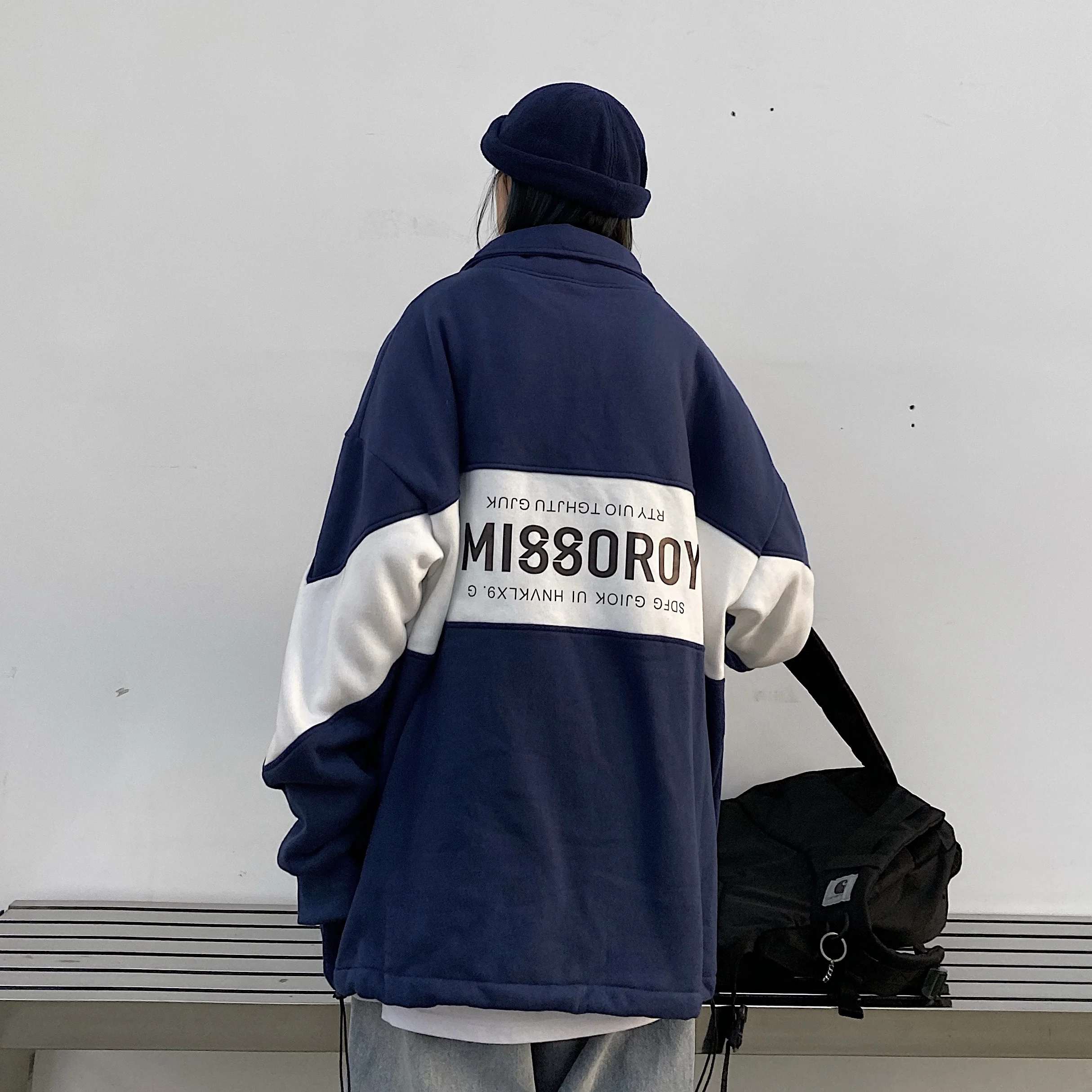 Осенняя Толстовка в стиле Харадзюку с отложным воротником и надписью свитшот для