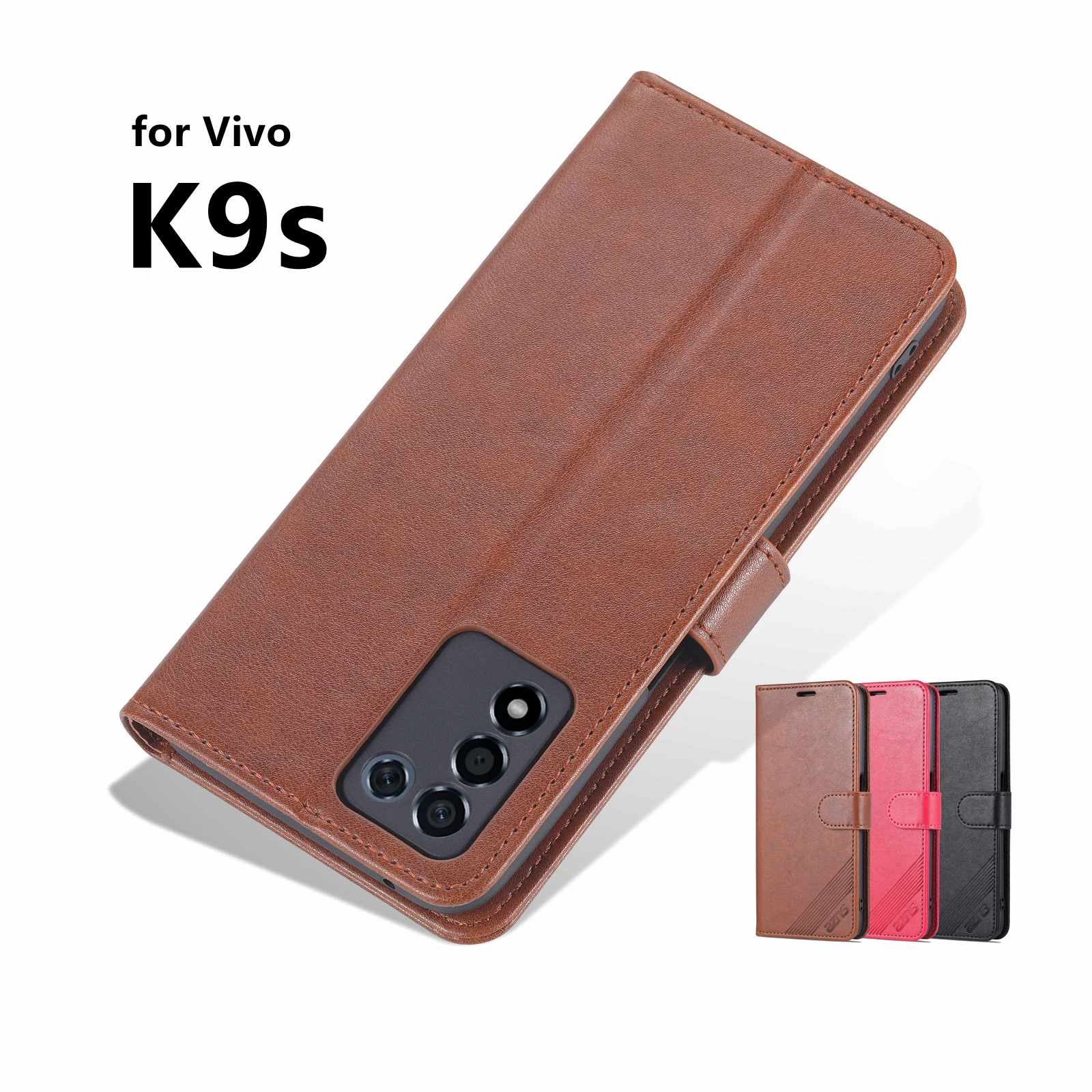 

High Quality Flip Cover Fitted Case For Vivo K9s Pu Leather Phone Bags Case protective Holster with closing strap AZNS