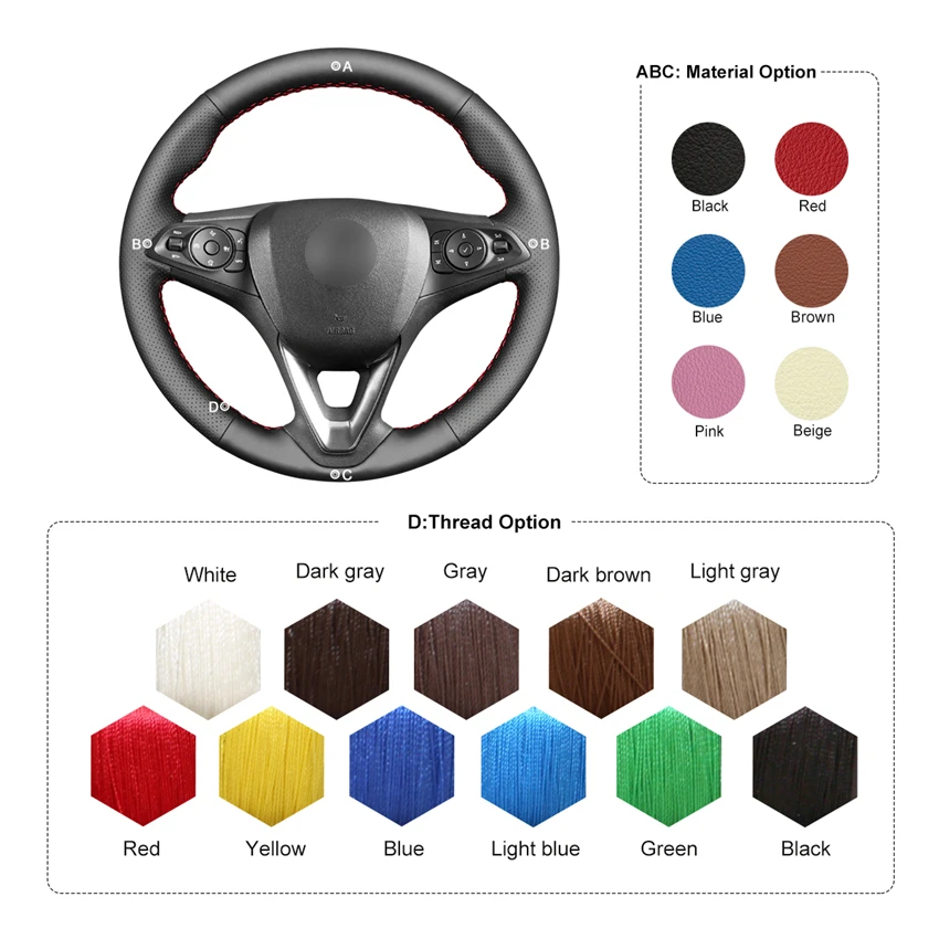 

MEWANT Black Artificial Leather Steering Wheel Cover for Opel Astra K Corsa E Crossland X Grandland X Insignia CT B Karl Zafira