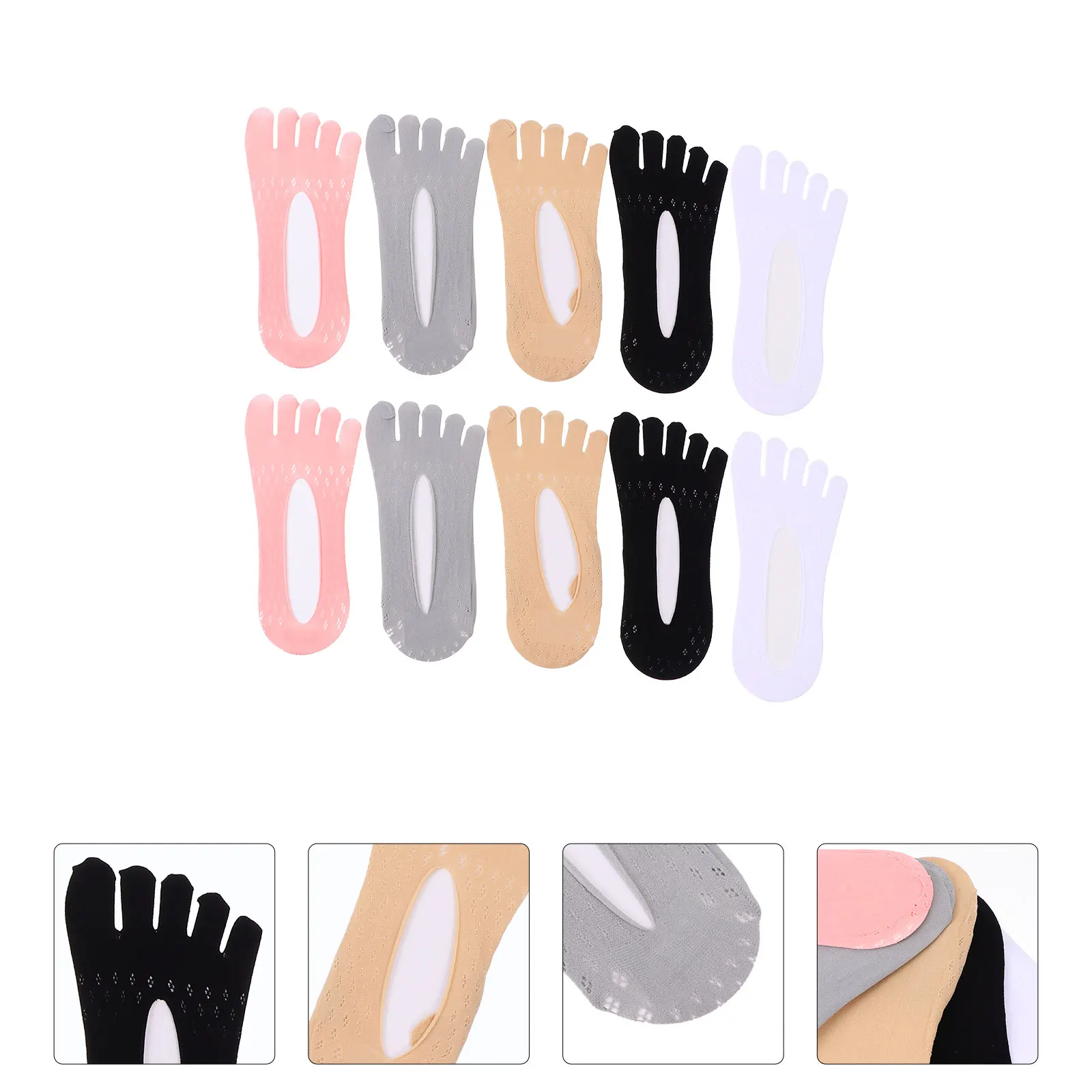 

5 Pairs Breathable Anti-skid Comfortable Durable Practical Toe Socks Invisible Socks