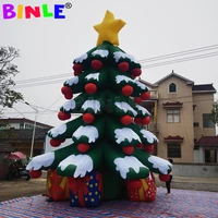 giant 8m snowy styled inflatable christmas tree with red balls gift boxes and star for outdoor mall decoration