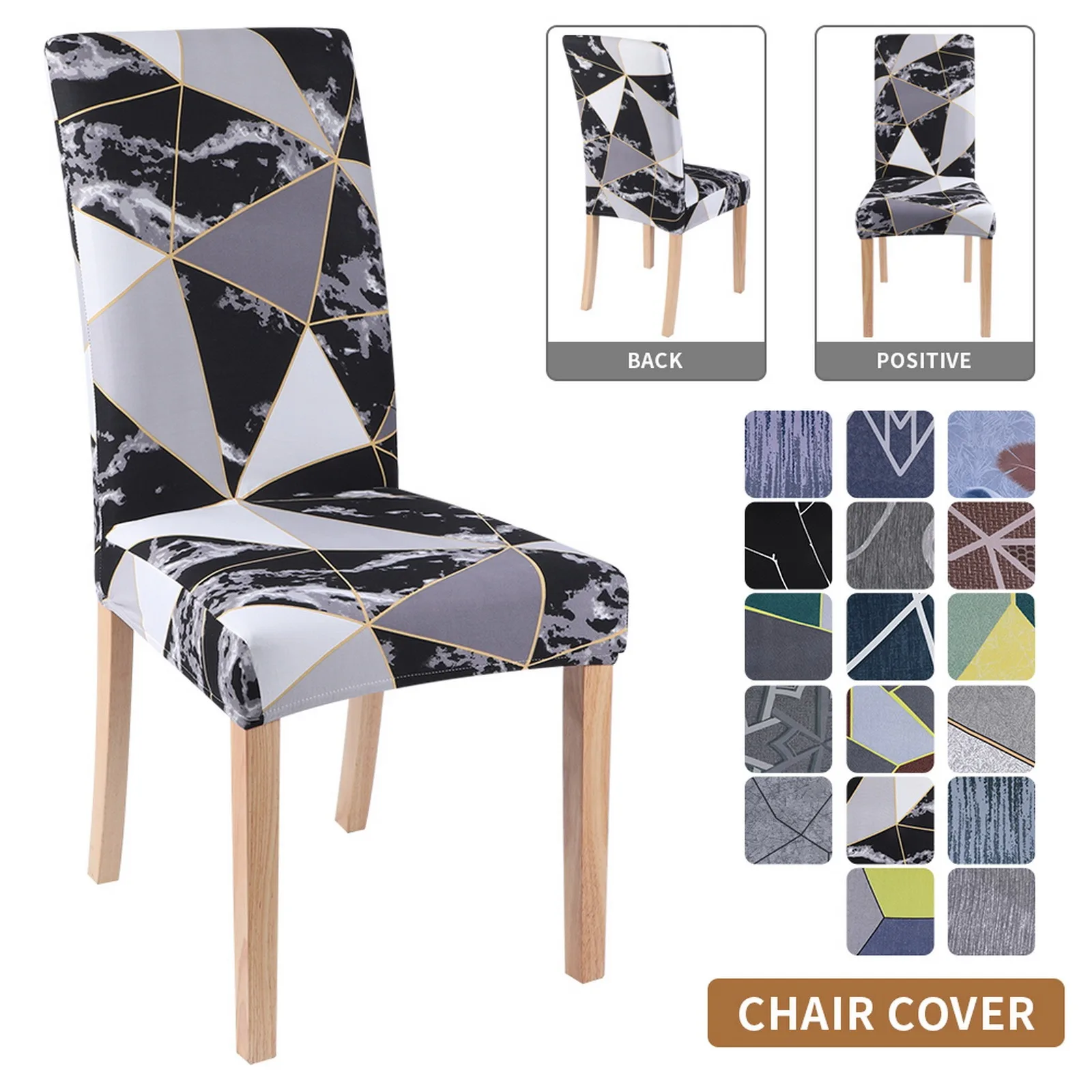 

Stretch Chair Covers Printed Elastic Geometry Spandex Chair Slipcover for Dining Room Office Wedding Banquet housse de chaise