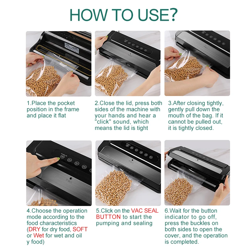 Вакуумный упаковщик Sous Vide автоматический домашний вакуумный пищевых продуктов