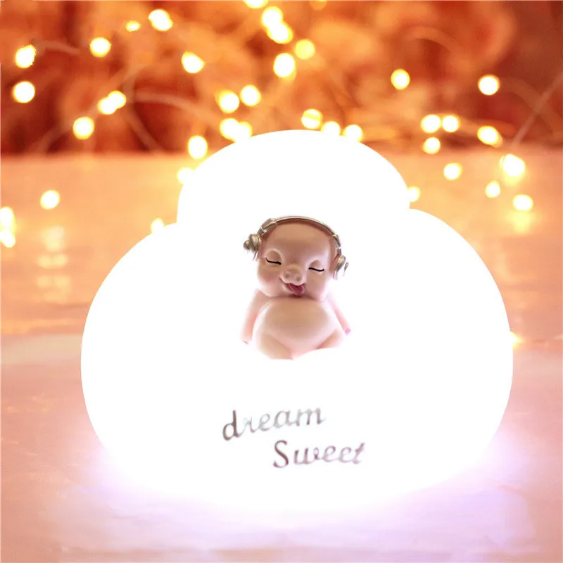 Мультфильм похлопывающими лампа RGB кошка кролик светодиодный ночной Светильник