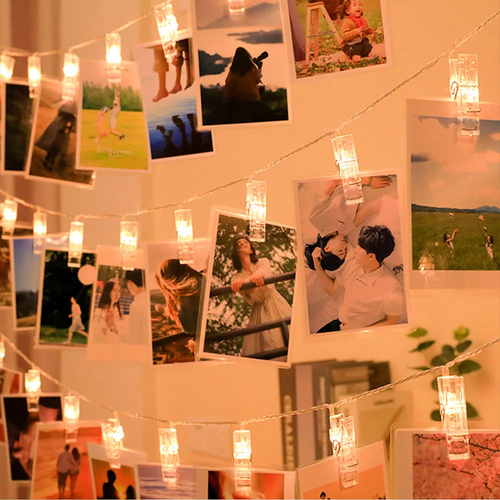 

2M/3M/4M/5M LED Photo String Lights Photo Clip Strings Lamp 8 Modes Battery Christmas Party Wedding Xmas Decoration Lighting