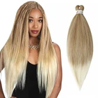 Длинные прямые предварительно растягивающиеся волосы для плетения волос с эффектом омбре, синтетические волосы для плетения крючком, простые удлинители кос, блонд, розовый, оптовая продажа