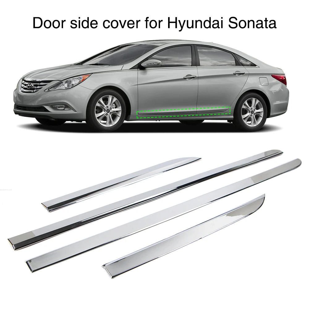 

4Pcs Chrome Molding Trim Strip Door Side Cover For Hyundai Sonata YF i45 2011 2012 2013 2014