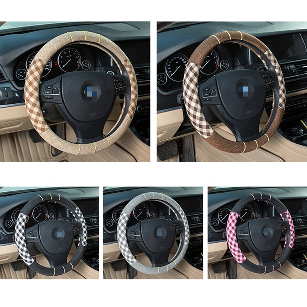 Автомобильный льняной чехол на руль четыре сезона универсальная ткань для