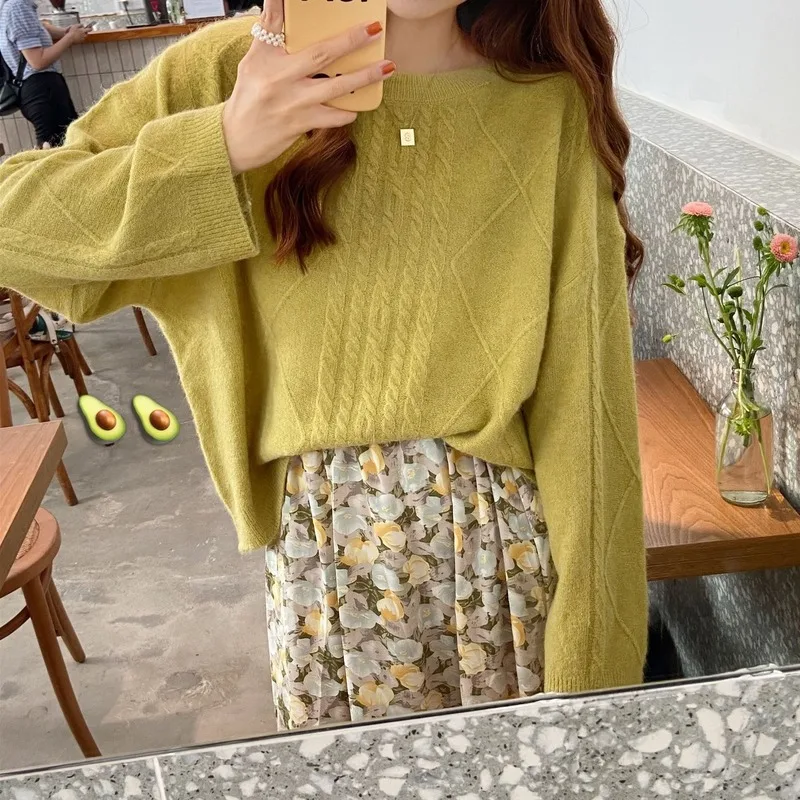 Свитер Neploe женский Универсальный с круглым вырезом милый Модный повседневный