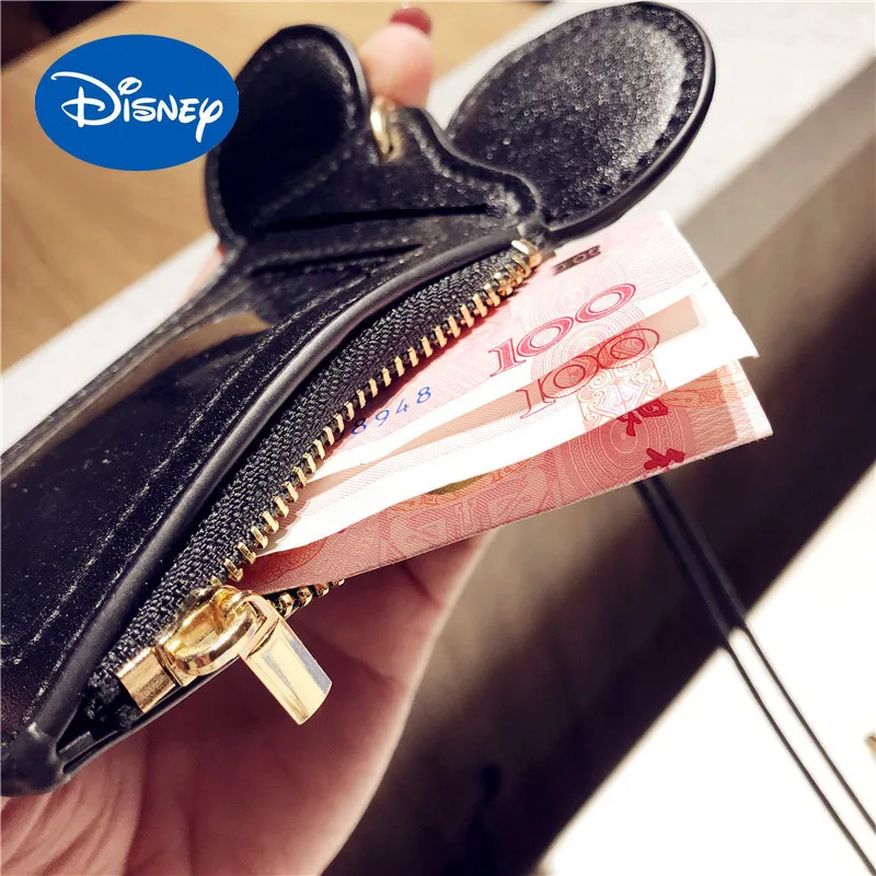 

Disney Mickey Card Case with Lanyard Student Campus Meal Card Access Control Subway Bank Card Coin Purse Zipper Card Bag Female