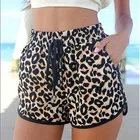 Шорты женские с леопардовым принтом, эластичные Короткие штаны с завышенной талией, пляжные повседневные, лето 2020