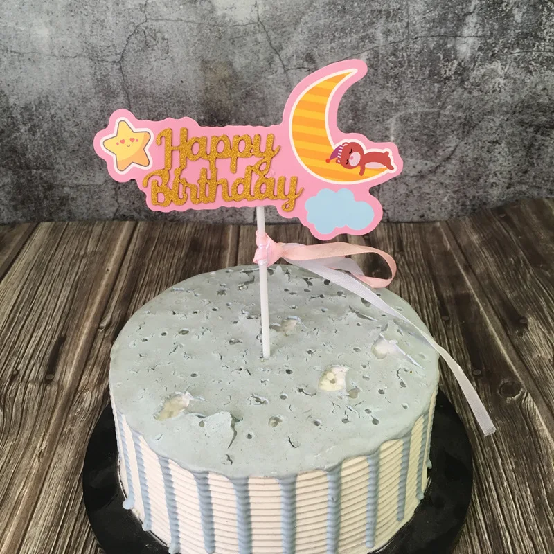 AQ с милым мультипликационным принтом для малышей на день рождения торт Топпер