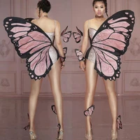 new designe butterfly big wing rhinestones bodysuit female sexy crystal leotard party cosplay costumes singer dancer stage wear