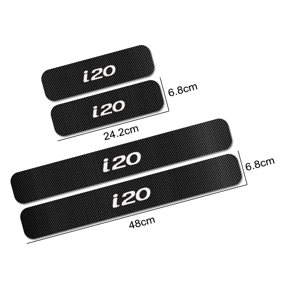 

4PCS Car Door Sills Stickers For Hyundai i20 Auto Carbon Fiber Vinyl Decals Anti-Scratch Protector Guards Car Tuning Accessories