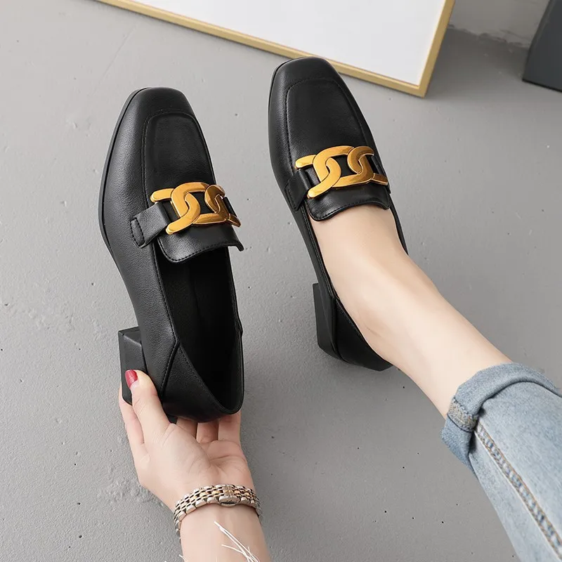 

Square Toe Slip On African Woman Shoe Branded Pumps Casual Heels Chunky Sandals Shallow Mouth Lace-Up 2021 Slip-On Burgundy Fash