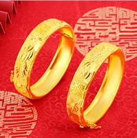 hi wedding double xi 24k gold bracelet fashion gold card buckle bracelet bangles for women flower jewelry bride gifts