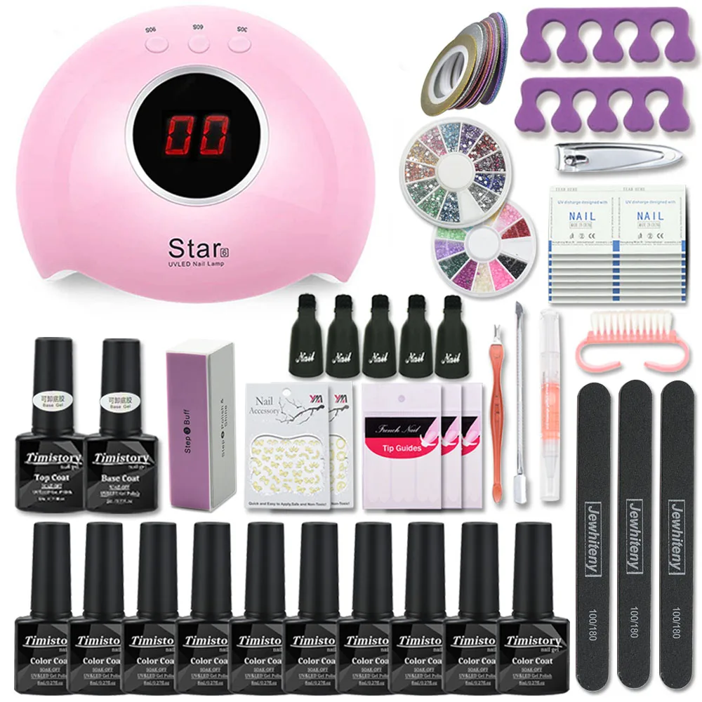 Маникюрный набор с лампой для ногтей Гель лак Набор лаков маникюра акриловый