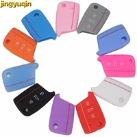 jingyuqin flip remote car key silicone case cover for vw volkswagen golf 7 mk7 skoda octavia a7 3 buttons portection shell fob