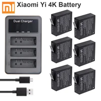 original xiao mi yi 4k battery 1400mah az16 1batteries 3 slot charger for xiaomi yi 4k lite batteria xiaoyi camera accessories