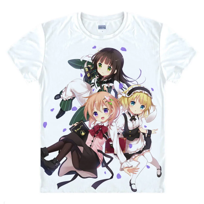 Gochuumon wa Usagi desu ka Аниме Косплей принт кафлу Чино футболка летние дышащие футболки