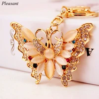 fashion dazzling crystal butterfly keychain ladies car bag pendant jewelry gift