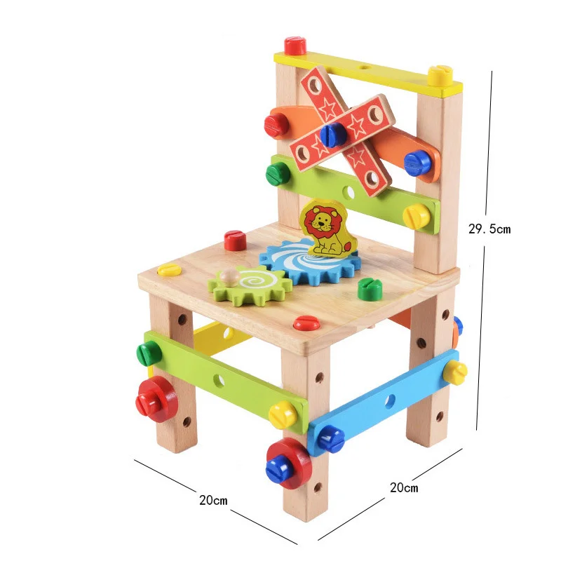 Wooden Assembling Chair Montessori Toys Educational Wood Toy Preschool Multifunctional Nut Combination learning | Игрушки и хобби