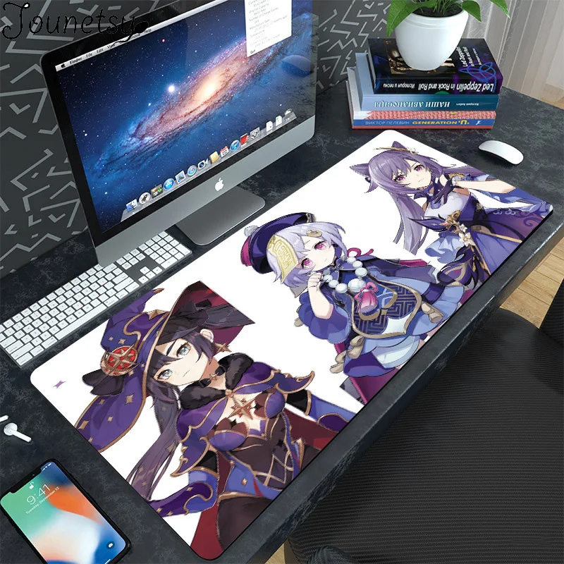 

Противоударный коврик для мыши Genshin, коврик для компьютерной мыши Ke Qing Klee Zhongli Ganyu Hutao, коврик для запястья с фиксацией по краям, коврик для кла...