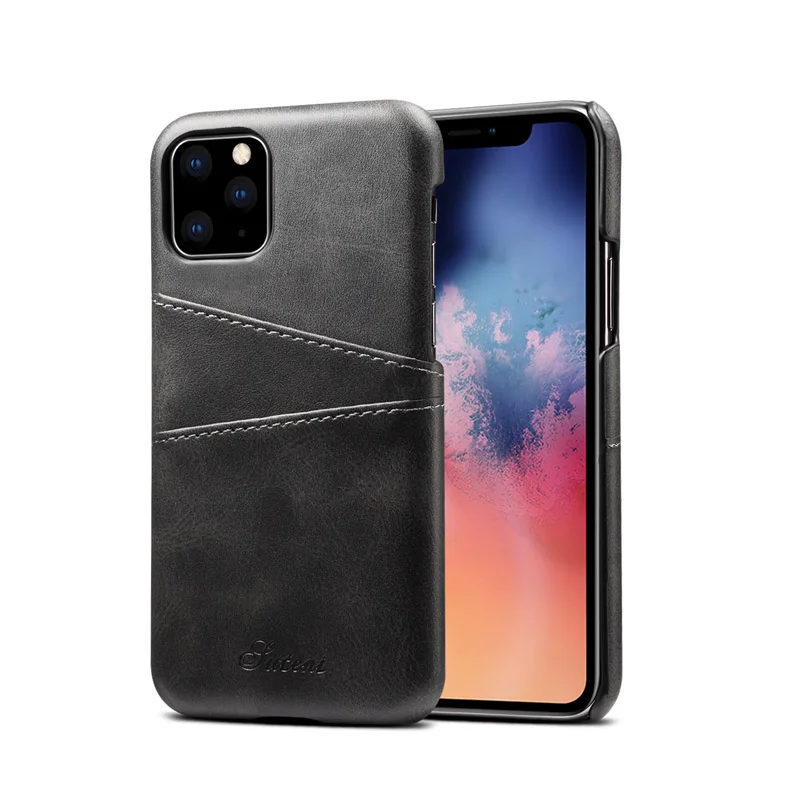 Черный Роскошный чехол из искусственной кожи для Apple iPhone 11 Pro Max, Модный чехол с держателем для карт, чехол-Бумажник для телефона, задняя крышка для iPhone 11 Pro - Цвет: Черный