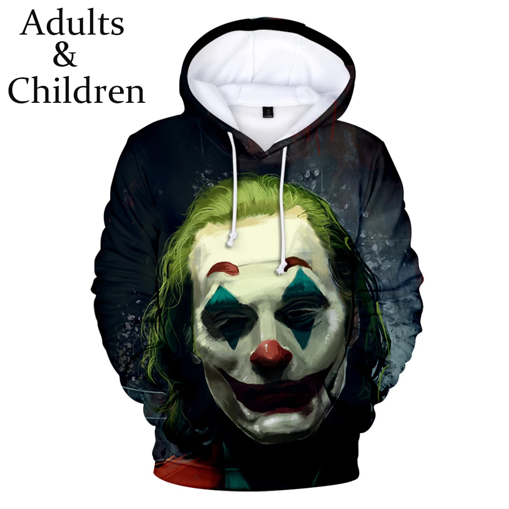 

Popular print Joker 3D Hoodies Men women Hooded Fashion Harajuku Warm Autumn 3D Print Joker Kids Hoodies boys girls Sweatshirts