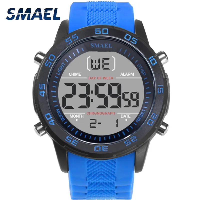 

Часы наручные SMAEL Мужские Цифровые, спортивные брендовые Роскошные водонепроницаемые в стиле милитари, 50 м