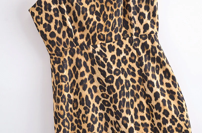 

HWLZLTZHT Summer Leopard Slip Dress Women 2021 Backless Dress Woman Vintage Print Slim Sexy Short Dresses Sleeveless Strap Dress
