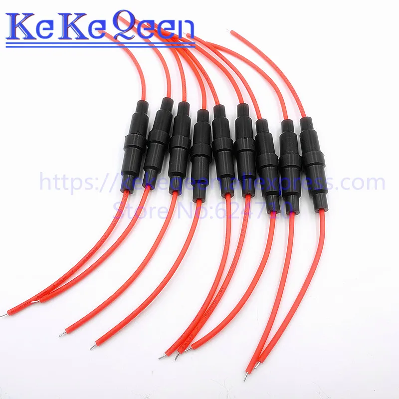 10pcs Home Protection Inline Fuse Holder Copper Wire Components 5*20 6*30 10A 220V Fuse Seat Belt Line Full Copper Strip Spring images - 6