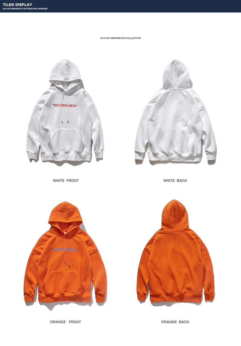INFLATION ''NOTHING NEW'' флисовые толстовки F/W Повседневная Толстовка Унисекс с простым принтом уличная мужская толстовка с капюшоном в стиле «хип-хоп» 529W17