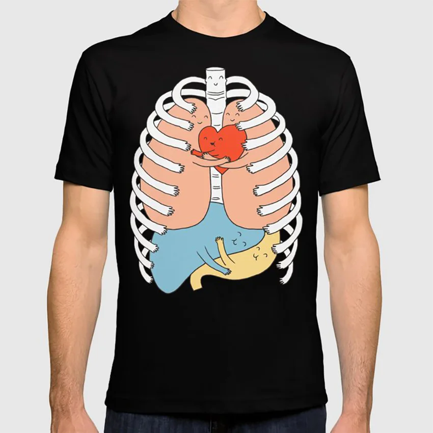 Объятия держать нас в живых 2 футболка Сюрреализм Hug медицинской анатомии Органы